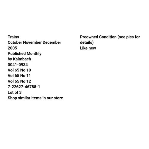 Vtg Lot 3 Trains Oct Nov Dec 2005 Magazine Railway Collect Hobby Locomotive - Picture 2 of 9